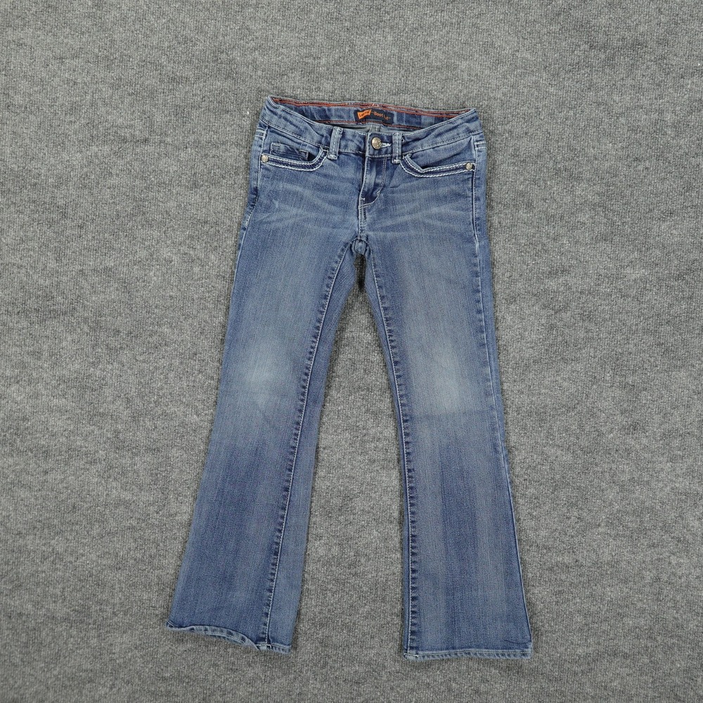 Levi's Bootcut Jeans Girls Size 8 Blue Medium Wash Button Flap Pockets W24xL22